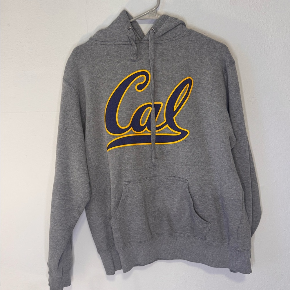 Cal Script Logo Gray Hoodie Sweatshirt